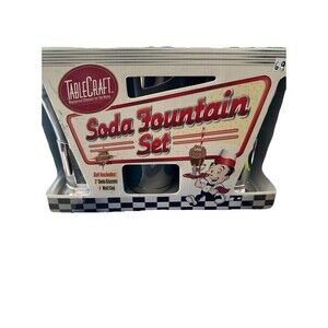 TABLECRAFT Soda Fountain Set Diners 2 Soda Glasses 1 Malt  Cup